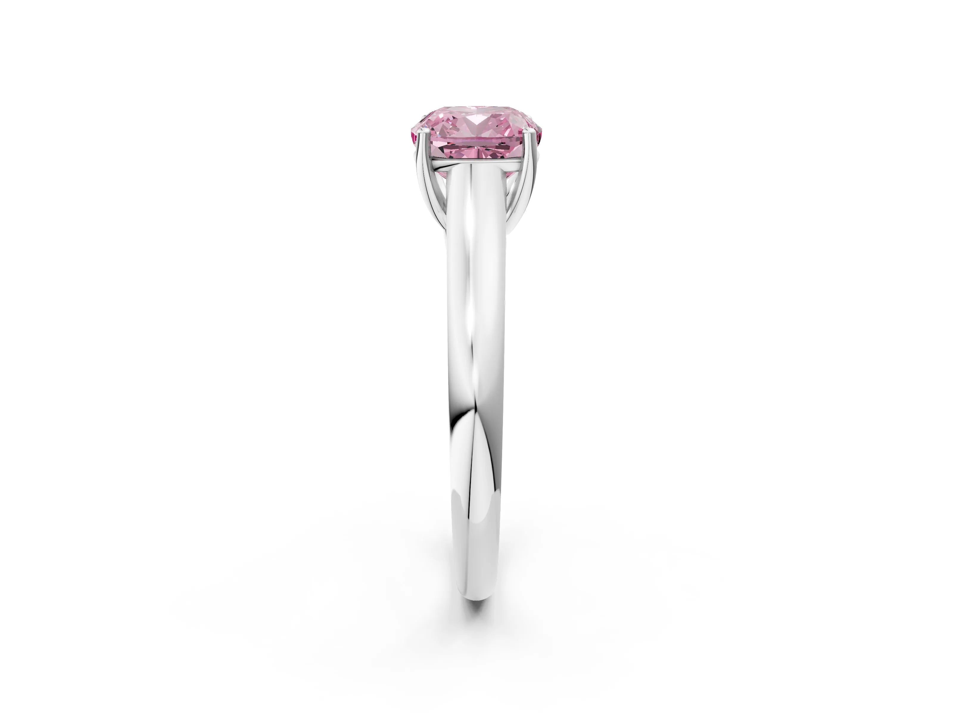 White gold Fancy Pink Cushion Cut Solitaire Engagement Ring with Tapered Band and Four-Prong Setting_29