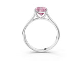 White gold Fancy Pink Cushion Cut Solitaire Engagement Ring with Tapered Band and Four-Prong Setting_30