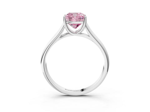 White gold Fancy Pink Cushion Cut Solitaire Engagement Ring with Tapered Band and Four-Prong Setting_30