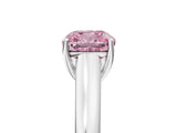 White gold Fancy Pink Cushion Cut Solitaire Engagement Ring with Tapered Band and Four-Prong Setting_32