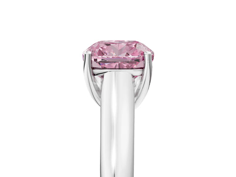 White gold Fancy Pink Cushion Cut Solitaire Engagement Ring with Tapered Band and Four-Prong Setting_32