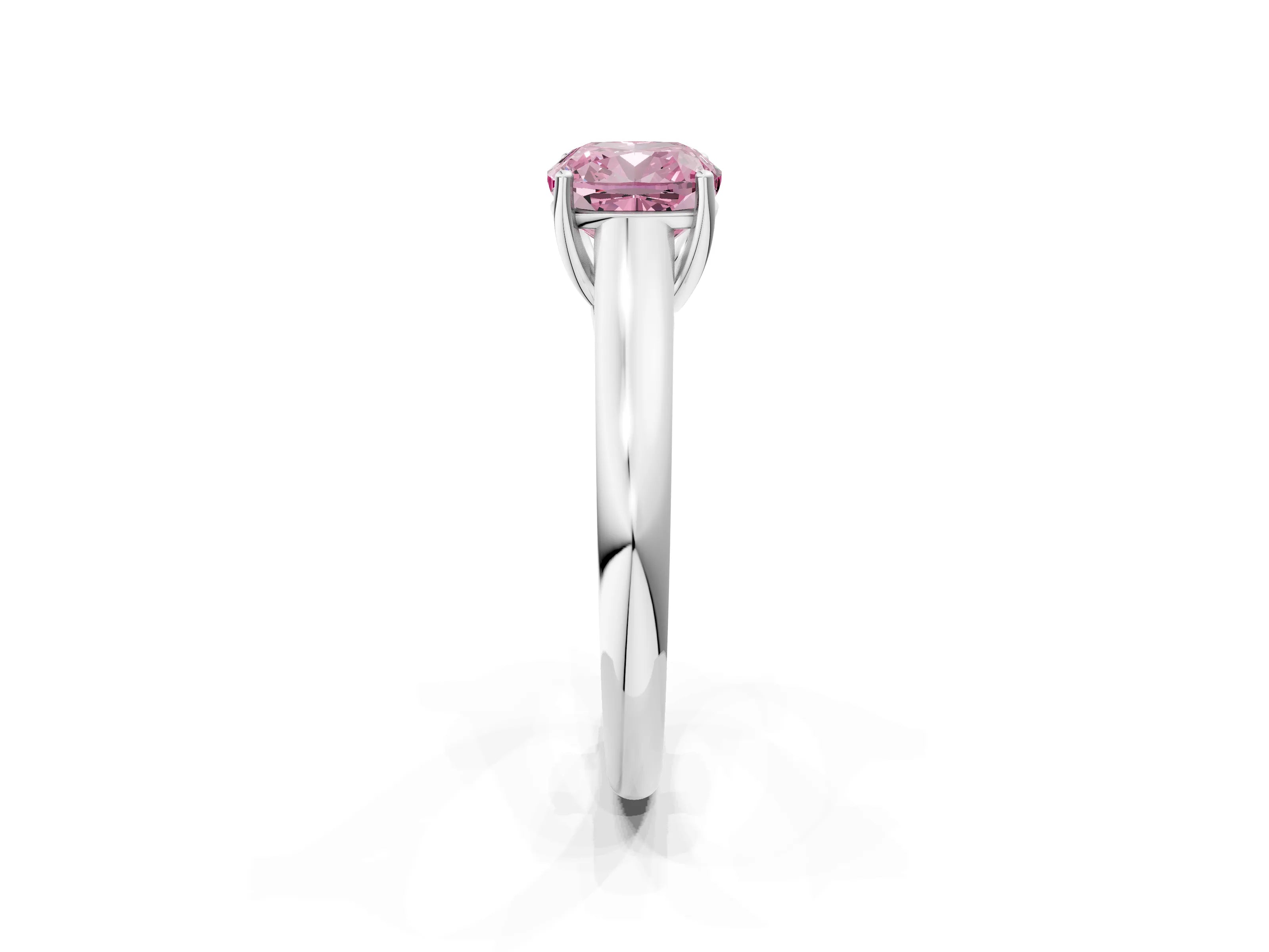 White gold Fancy Pink Cushion Cut Solitaire Engagement Ring with Tapered Band and Four-Prong Setting_5