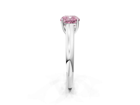 White gold Fancy Pink Cushion Cut Solitaire Engagement Ring with Tapered Band and Four-Prong Setting_5