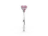 White gold Fancy Pink Cushion  Cut Solitaire Engagement Ring with Thin Band and Four-Prong Setting_5