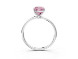 White gold Fancy Pink Cushion  Cut Solitaire Engagement Ring with Thin Band and Four-Prong Setting_6