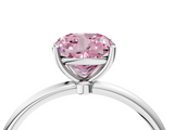White gold Fancy Pink Cushion  Cut Solitaire Engagement Ring with Thin Band and Four-Prong Setting_7