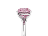 White gold Fancy Pink Cushion  Cut Solitaire Engagement Ring with Thin Band and Four-Prong Setting_8