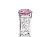 White gold Fancy Pink Cushion  Cut Solitaire Engraved Band with Four-Prong Setting_67