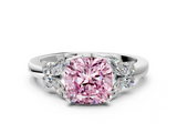 White gold Fancy Pink Cushion  Cut Solitaire Floral Diamond Ring with Four-Prong Setting_37
