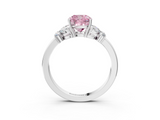 White gold Fancy Pink Cushion  Cut Solitaire Floral Diamond Ring with Four-Prong Setting_40