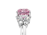 White gold Fancy Pink Cushion  Cut Solitaire Floral Diamond Ring with Four-Prong Setting_42