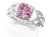 White gold Fancy Pink Cushion Cut Solitaire Intertwined Band Prong Setting Ring_1