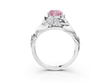 White gold Fancy Pink Cushion Cut Solitaire Leaf-Inspired Engagement Ring with Prong Setting_15