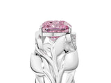 White gold Fancy Pink Cushion Cut Solitaire Leaf-Inspired Engagement Ring with Prong Setting_17