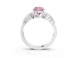 White gold Fancy Pink Cushion Cut Solitaire Milgrain Leaf Band with Prong Setting_15