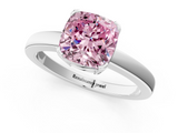 White gold Fancy Pink Cushion  Cut Solitaire Ring with Four-Prong Setting and Classic Band_43