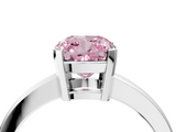 White gold Fancy Pink Cushion  Cut Solitaire Ring with Four-Prong Setting and Classic Band_46