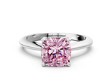 White gold Fancy Pink Cushion  Cut Solitaire Ring with Four-Prong Setting on a Classic Band_63