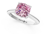 White gold Fancy Pink Cushion  Cut Solitaire Ring with Four-Prong Setting on a Classic Band_64
