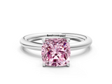 White gold Fancy Pink Cushion  Cut Solitaire Ring with Thin Band and Four-Prong Setting_16