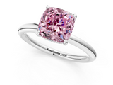 White gold Fancy Pink Cushion  Cut Solitaire Ring with Thin Band and Four-Prong Setting_17
