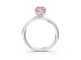 White gold Fancy Pink Cushion  Cut Solitaire Ring with Thin Band and Four-Prong Setting_19