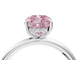 White gold Fancy Pink Cushion  Cut Solitaire Ring with Thin Band and Four-Prong Setting_20
