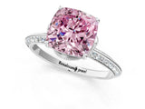 White gold Fancy Pink Cushion Cut Solitaire Split Shank Pave Diamond Engagement Ring with Four-Prong Setting_1
