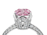 White gold Fancy Pink Cushion Cut Solitaire Split Shank Pave Diamond Engagement Ring with Four-Prong Setting_28