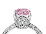 White gold Fancy Pink Cushion Cut Solitaire Split Shank Pave Diamond Engagement Ring with Four-Prong Setting_4
