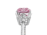 White gold Fancy Pink Cushion Cut Solitaire Split Shank Pave Diamond Engagement Ring with Four-Prong Setting_5
