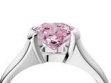 White gold Fancy Pink Cushion Cut Solitaire Tension Set Diamond Ring with Split Shank Band_28