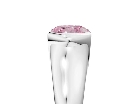 White gold Fancy Pink Cushion Cut Solitaire Tension Set Diamond Ring with Split Shank Band_29