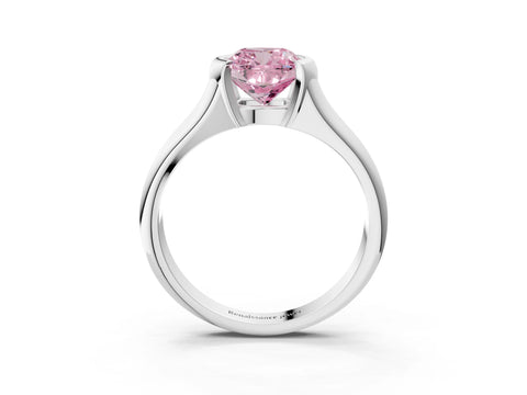 White gold Fancy Pink Cushion Cut Solitaire Tension Set Diamond Ring with Split Shank Band_38