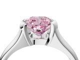 White gold Fancy Pink Cushion Cut Solitaire Tension Set Diamond Ring with Split Shank Band_40