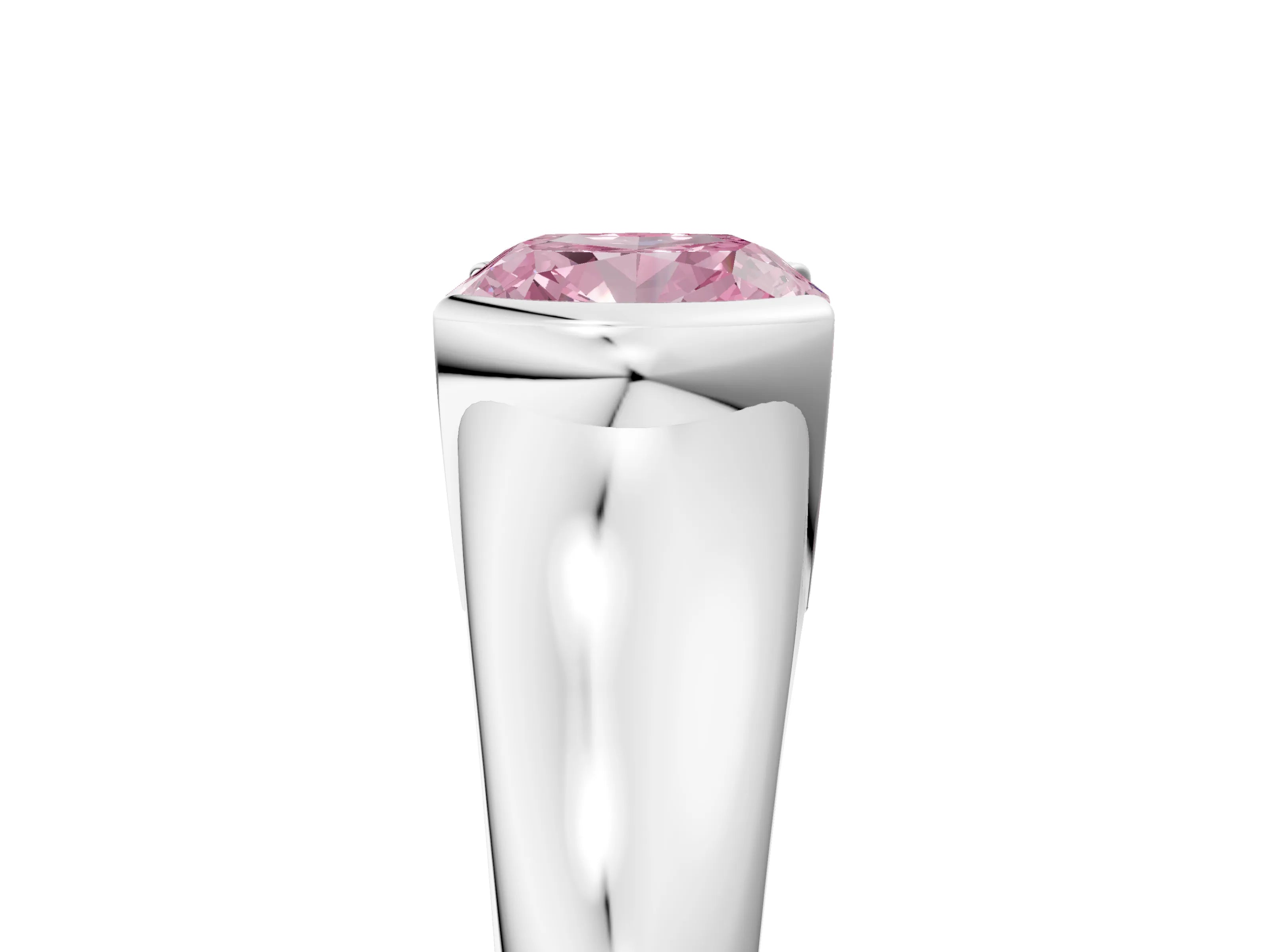 White gold Fancy Pink Cushion Cut Solitaire Tension Set Diamond Ring with Split Shank Band_40