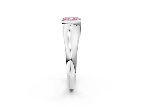 White gold Fancy Pink Cushion Cut Solitaire Tension Set Diamond Ring with Split Shank Band_49