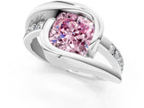 White gold Fancy Pink Cushion Cut Solitaire Tension-Set Diamond Split Shank Ring_1