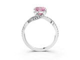 White gold Fancy Pink Cushion Cut Solitaire Twist Pave Diamond Engagement Ring with Prong Setting_15