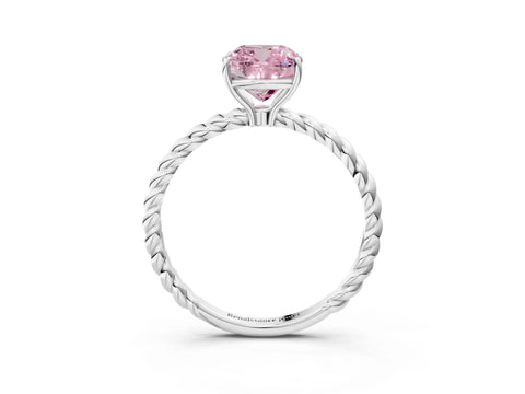 White gold Fancy Pink Cushion Cut Solitaire Twisted Band 4-Prong Ring_27