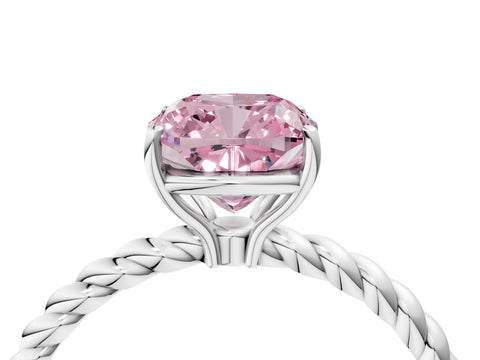 White gold Fancy Pink Cushion Cut Solitaire Twisted Band 4-Prong Ring_28
