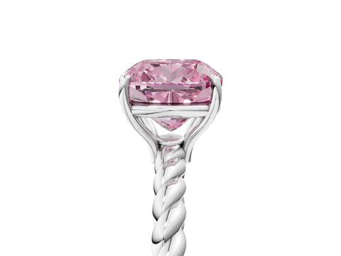 White gold Fancy Pink Cushion Cut Solitaire Twisted Band 4-Prong Ring_35