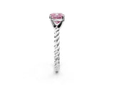 White gold Fancy Pink Cushion  Cut Solitaire Twisted Band with Four-Prong Setting_144