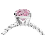 White gold Fancy Pink Cushion  Cut Solitaire Twisted Band with Four-Prong Setting_146