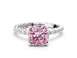 White gold Fancy Pink Cushion  Cut Solitaire Twisted Band with Four-Prong Setting_147