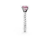 White gold Fancy Pink Cushion  Cut Solitaire Twisted Band with Four-Prong Setting_149