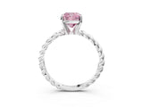 White gold Fancy Pink Cushion  Cut Solitaire Twisted Band with Four-Prong Setting_150
