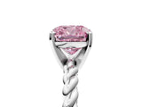 White gold Fancy Pink Cushion  Cut Solitaire Twisted Band with Four-Prong Setting_156
