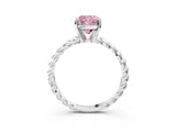White gold Fancy Pink Cushion  Cut Solitaire Twisted Band with Four-Prong Setting_166