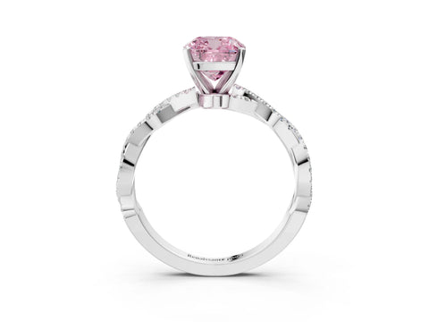 White gold Fancy Pink Cushion Cut Solitaire Twisted Pave Band with Four-Prong Setting_18